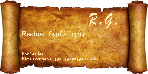 Rados György névjegykártya